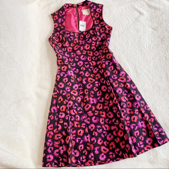 NWT Kate Spade Kimi Pink Animal Print Flare Dress - Picture 1 of 8